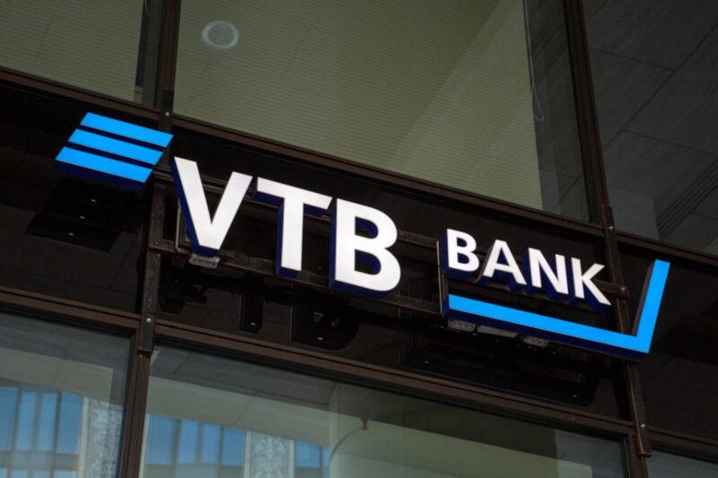 vtb bank branch logo in st petersburg, russia